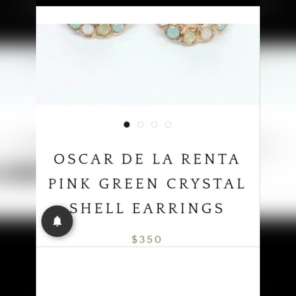 Oscar de la Renta - pink green crystal shell Clip On Earrings - Picture 6 of 6